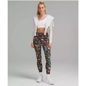 LULULEMON x YOLANDE MUTALE Leggings Size 2 Wunder Train HR 25” Coral Kiss Multi